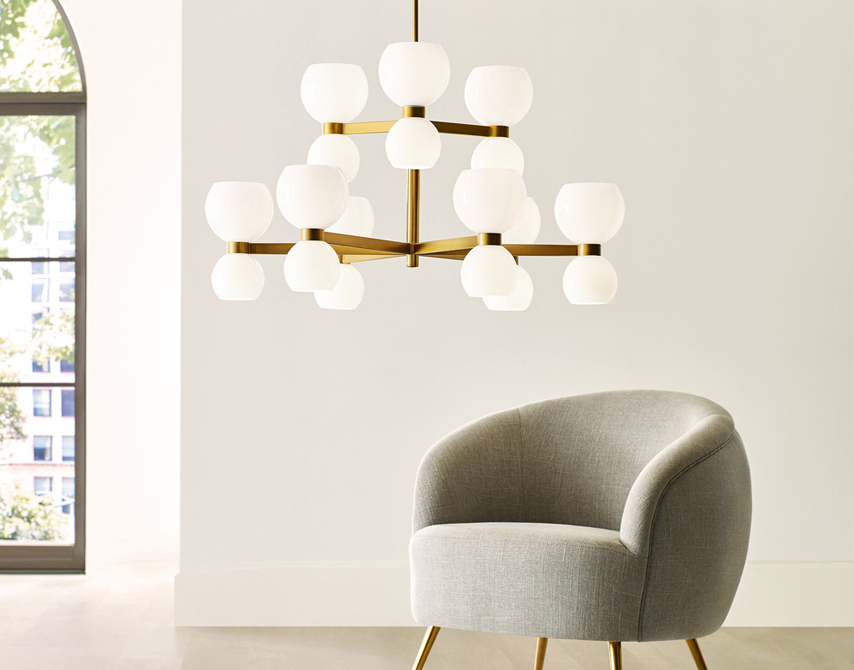 Chandelier with table with Windows