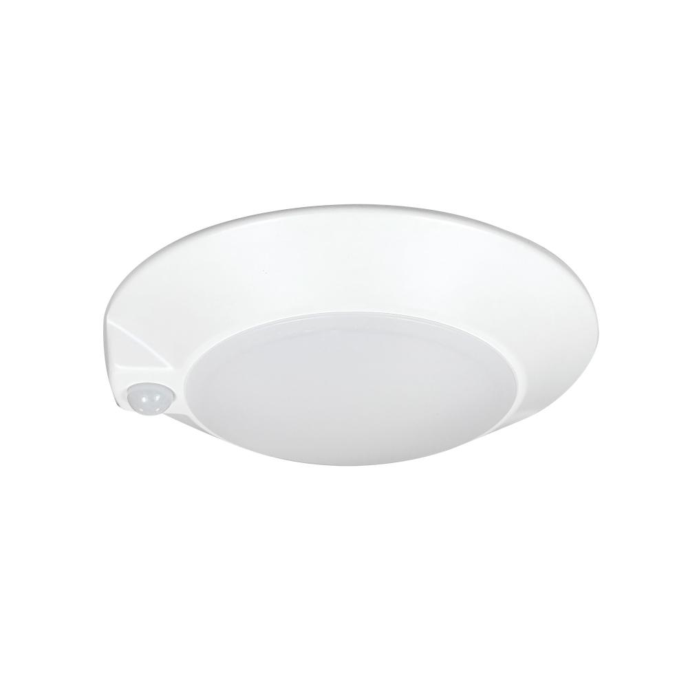 7" AC Opal LED Surface Mount with PIR Motion Sensor, 950lm / 14W, Selectable CCT, White Finish