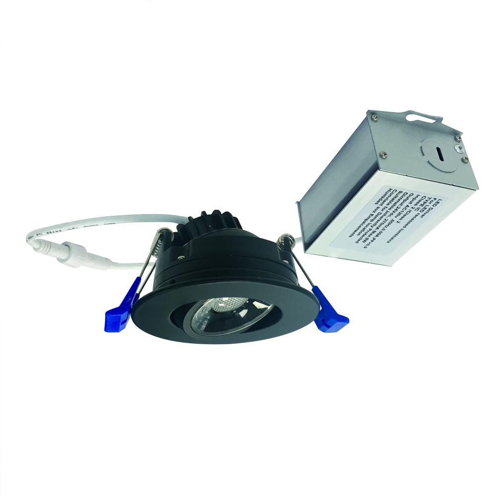 2" M2 Round LED Adjustable Gimbal, 600lm / 8W, 3000K, 120V, Matte Black