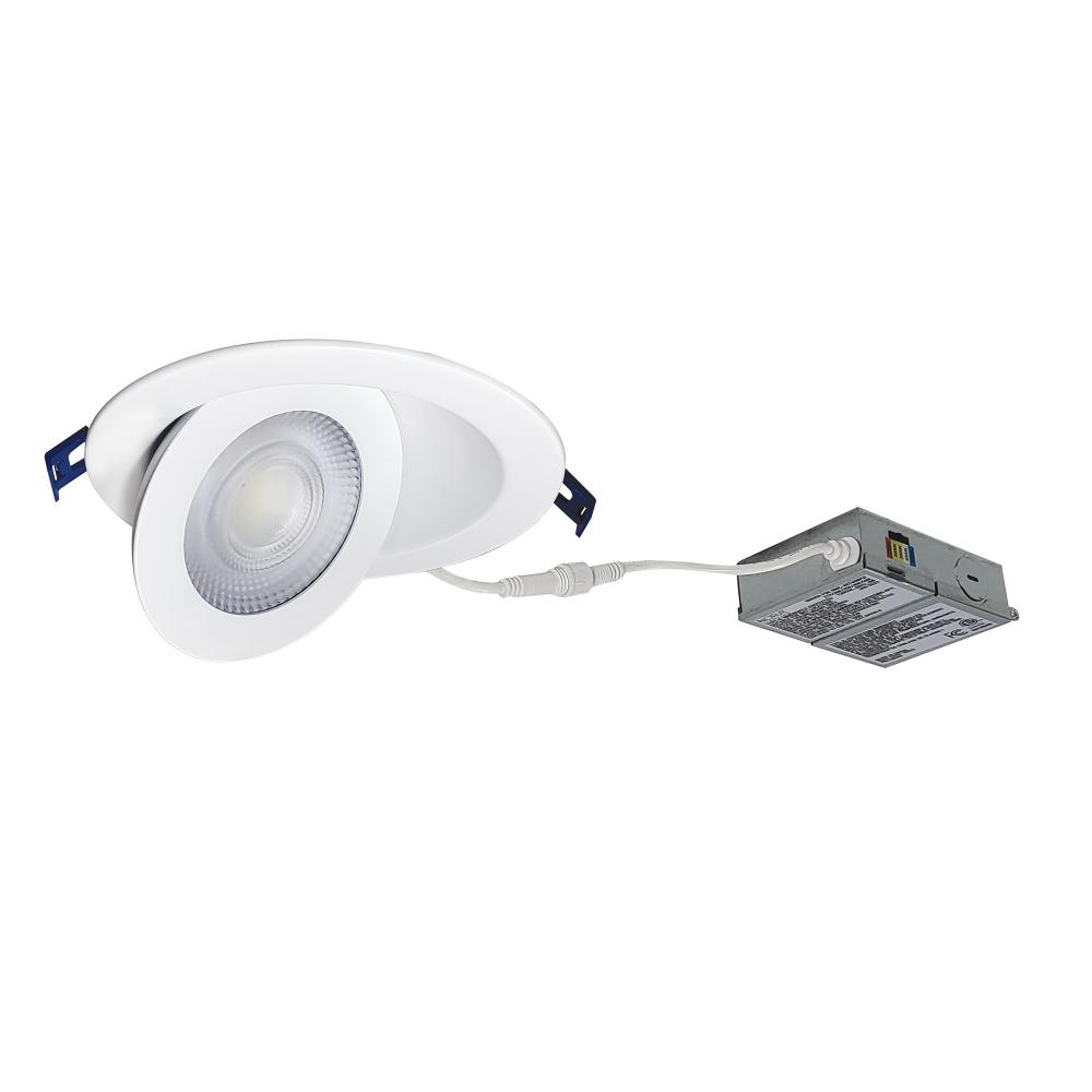 6" M-Curve Can-less Adjustable LED Downlight, Selectable CCT, 1300lm / 13W, Matte Powder White