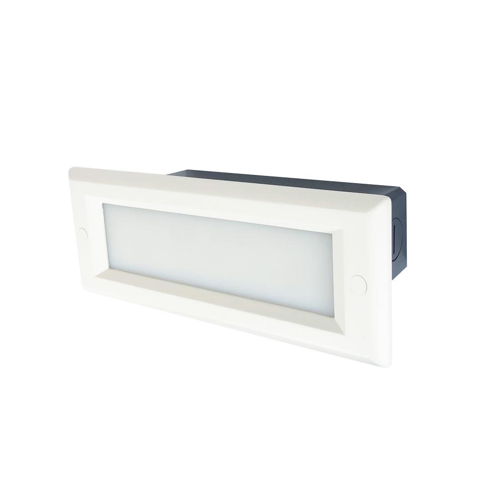 Brick Die-Cast LED Step Light w/ Frosted Lens Face Plate, Selectable CCT, White Finish