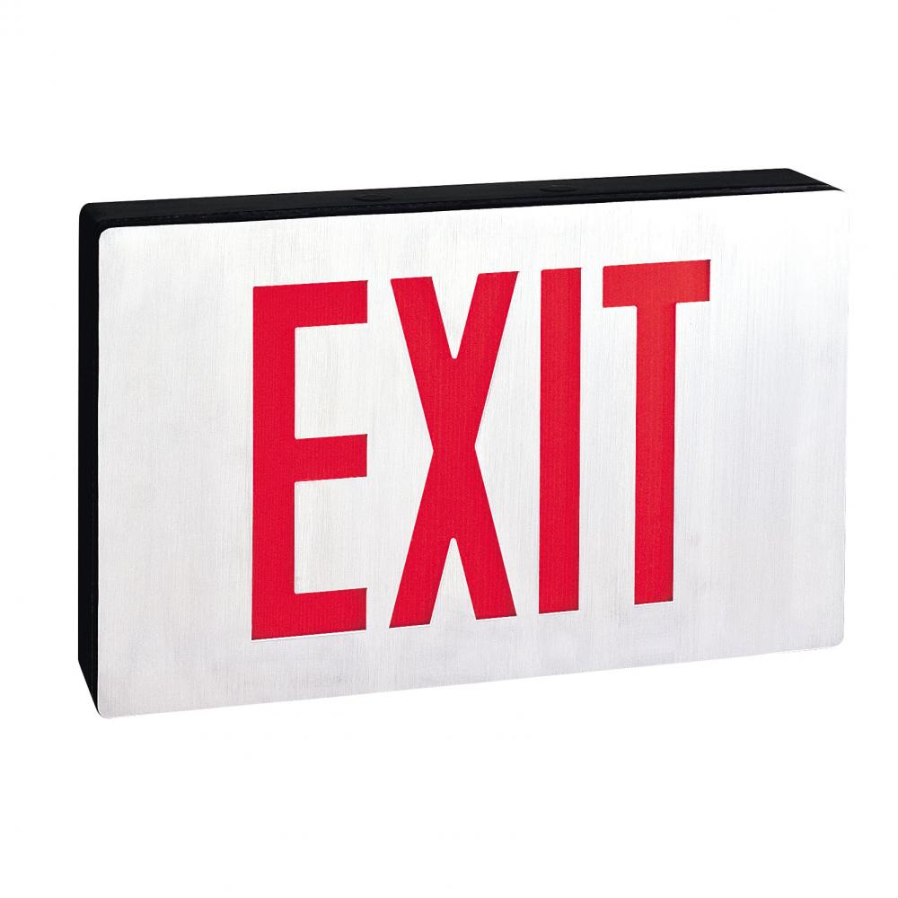 Die-Cast LED Self-Diagnostic Exit Sign w/ Battery Backup, Single-Faced Aluminum w/ Red Letters in