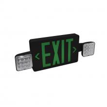 Nora NEX-712-LED/GB - LED Exit and Emergency Combination with Adjustable Heads, Battery Backup, Green Letters / Black