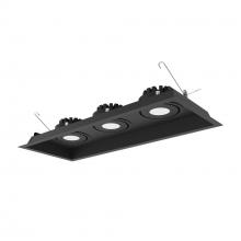 Nora NMRT3-3RL440FBB - Three-Head Flanged LED Multiple Lighting Trim, 3000lm per Head w/ Flood Optic, 4000K, Regressed