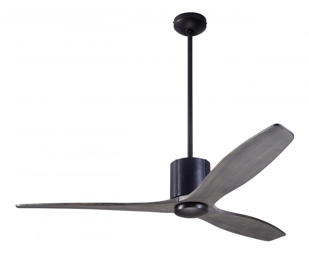 LeatherLuxe DC Fan; Dark Bronze Finish wt Black Leather; 54" Graywash Blades; No Light