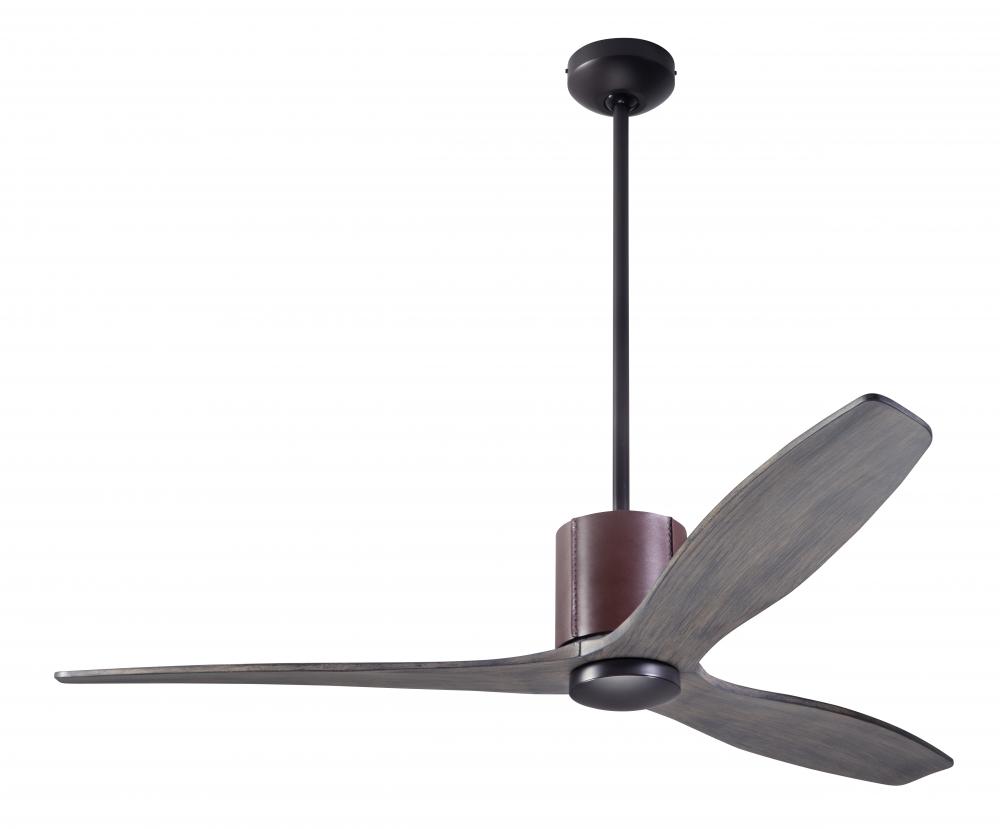 LeatherLuxe DC Fan; Dark Bronze Finish with Chocolate Leather; 54" Graywash Blades; No Light
