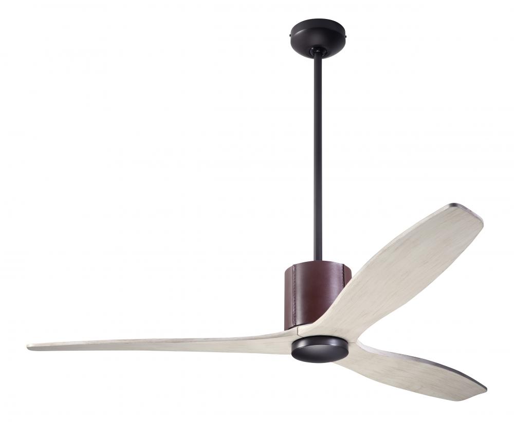 LeatherLuxe DC Fan; Dark Bronze Finish with Chocolate Leather; 54" Whitewash Blades; No Light