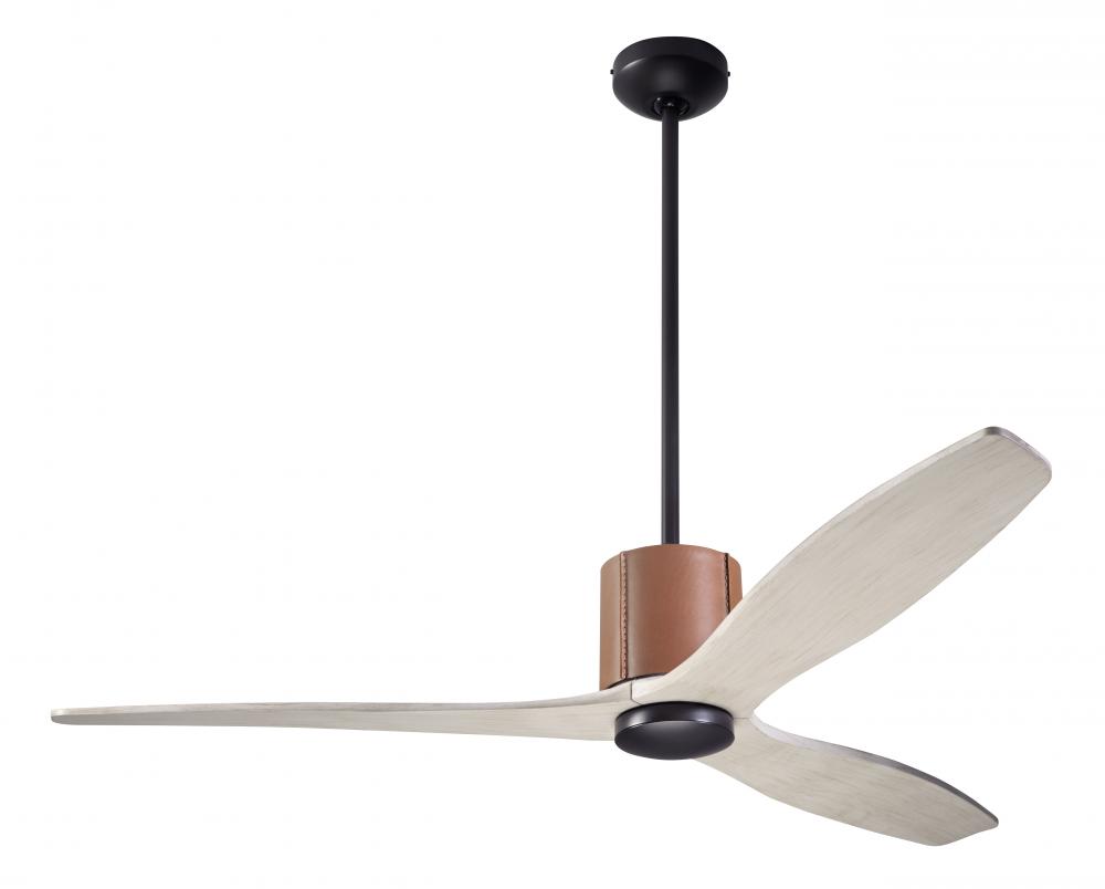 LeatherLuxe DC Fan; Dark Bronze Finish with Tan Leather; 54" Whitewash Blades; No Light