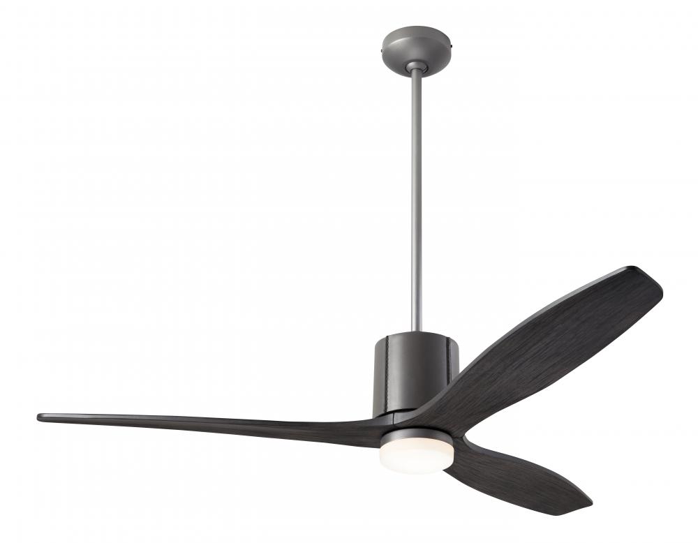 LeatherLuxe DC Fan; Graphite Finish with Gray Leather; 54" Ebony Blades; 17W LED; Wall Control