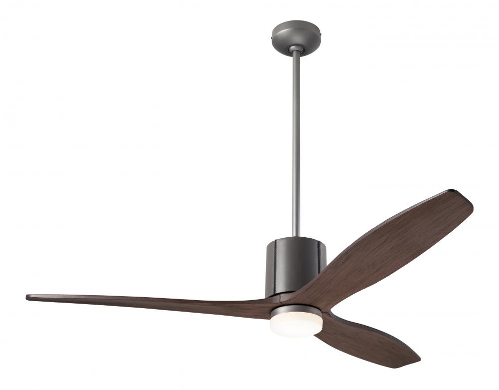 LeatherLuxe DC Fan; Graphite Finish with Gray Leather; 54" Mahogany Blades; 17W LED