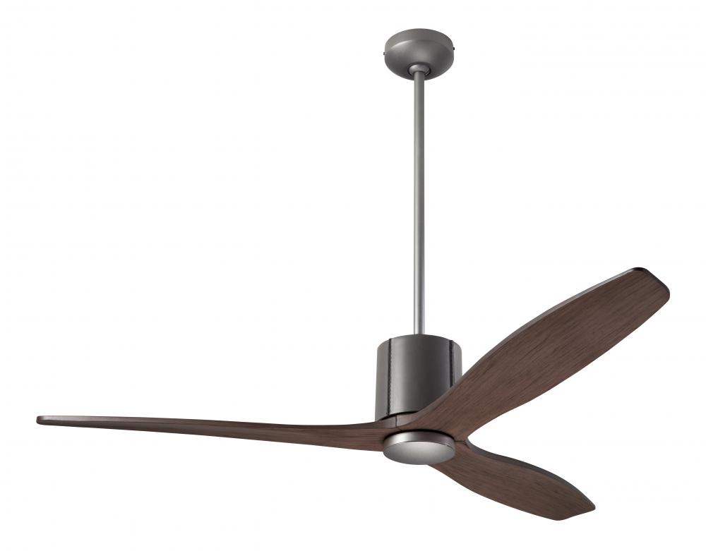 LeatherLuxe DC Fan; Graphite Finish with Gray Leather; 54" Mahogany Blades; No Light