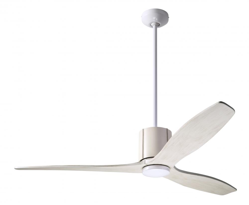 LeatherLuxe DC Fan; Gloss White Finish with Ivory Leather; 54" Whitewash Blades; No Light