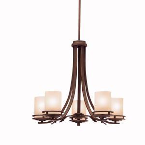 Hendrik 21.5" 5 Light Chandelier with Light Umber Etched Glass Olde Bronze