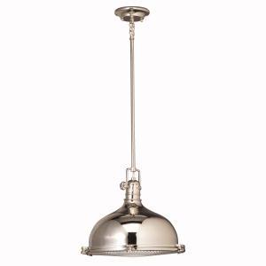 Hatteras Bay 12" 1 Light Pendant with Clear Fresnel Lens in Polished Nickel
