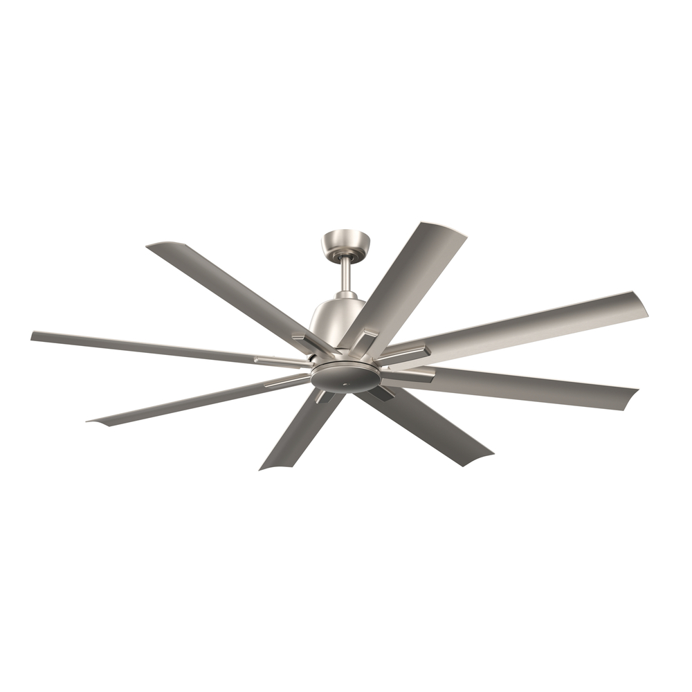 65 Inch Breda 8 Blade Ceiling Fan in Brushed Nickel with Brushed Nickel Blades