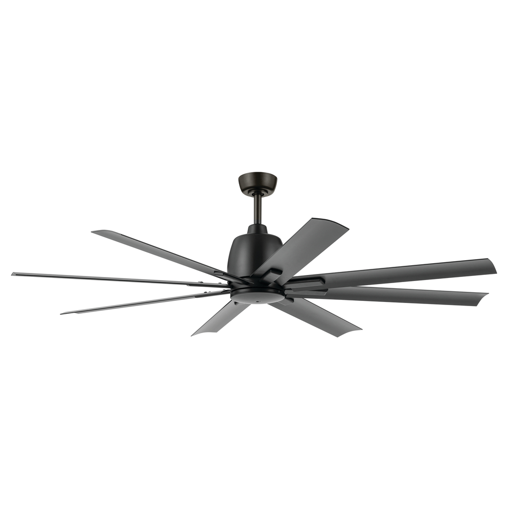 65 Inch Breda 8 Blade Ceiling Fan in Satin Black with Satin Black Blades