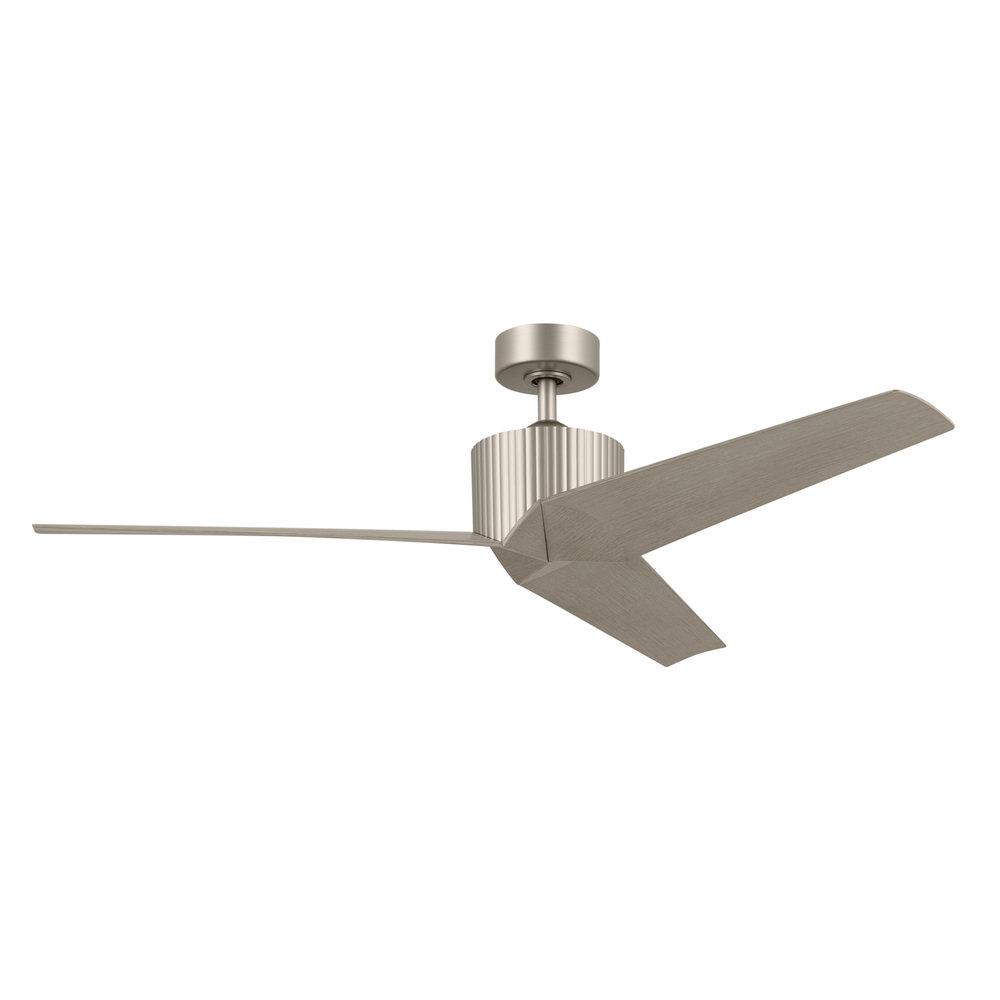56 Inch Almere 3 Blade Indoor Ceiling Fan in Brushed Nickel with Washed Grey BladesÂ