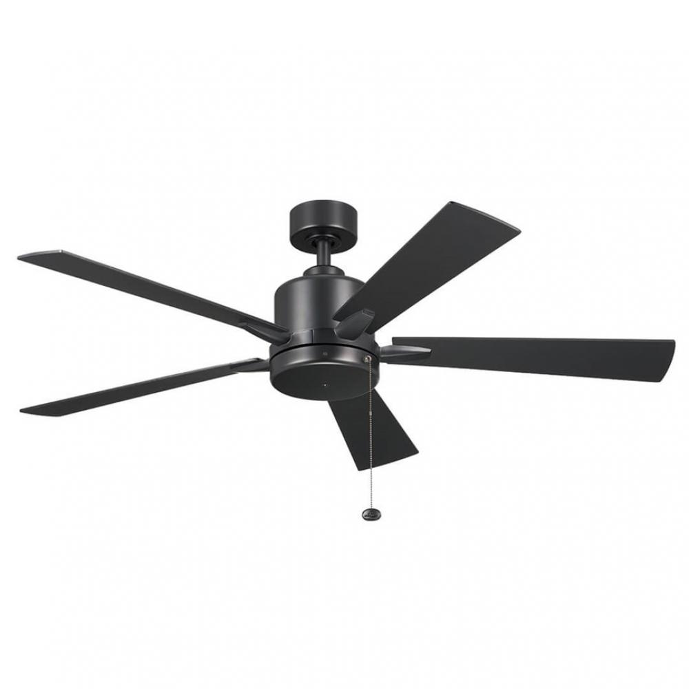 52 Inch Lucian II 5 Blade Indoor Ceiling Fan in Satin Black with Reversible Silver and Black Blades