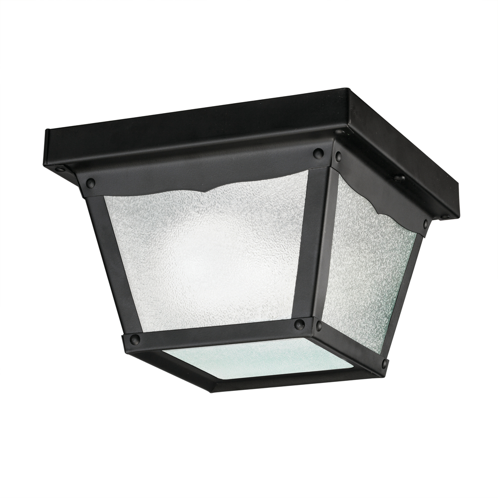 7.5" 1 Light Outdoor Flush Mount with Clear Textured Glass in Black (12 pack)