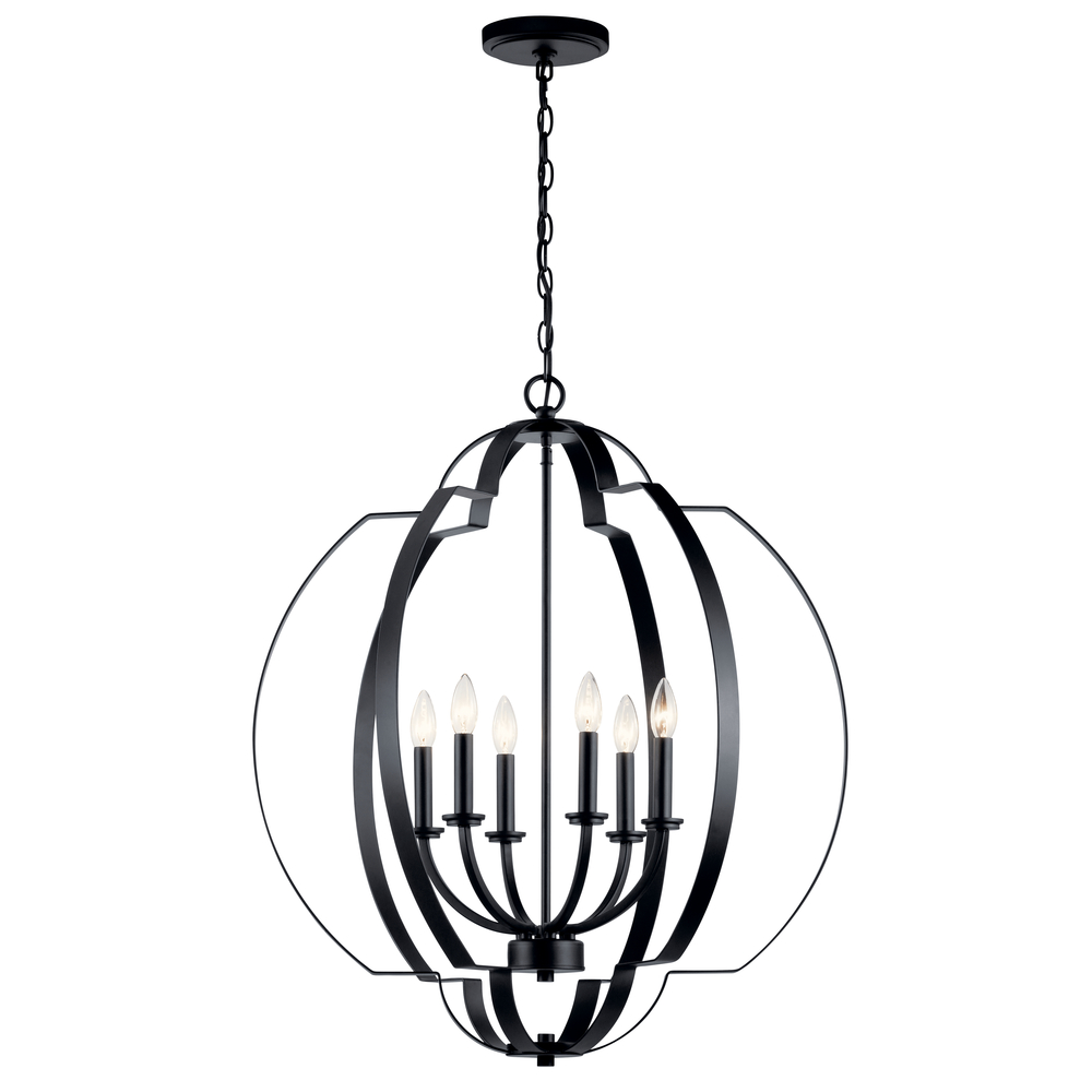 Voleta 27.75" 6 Light Foyer Chandelier Black