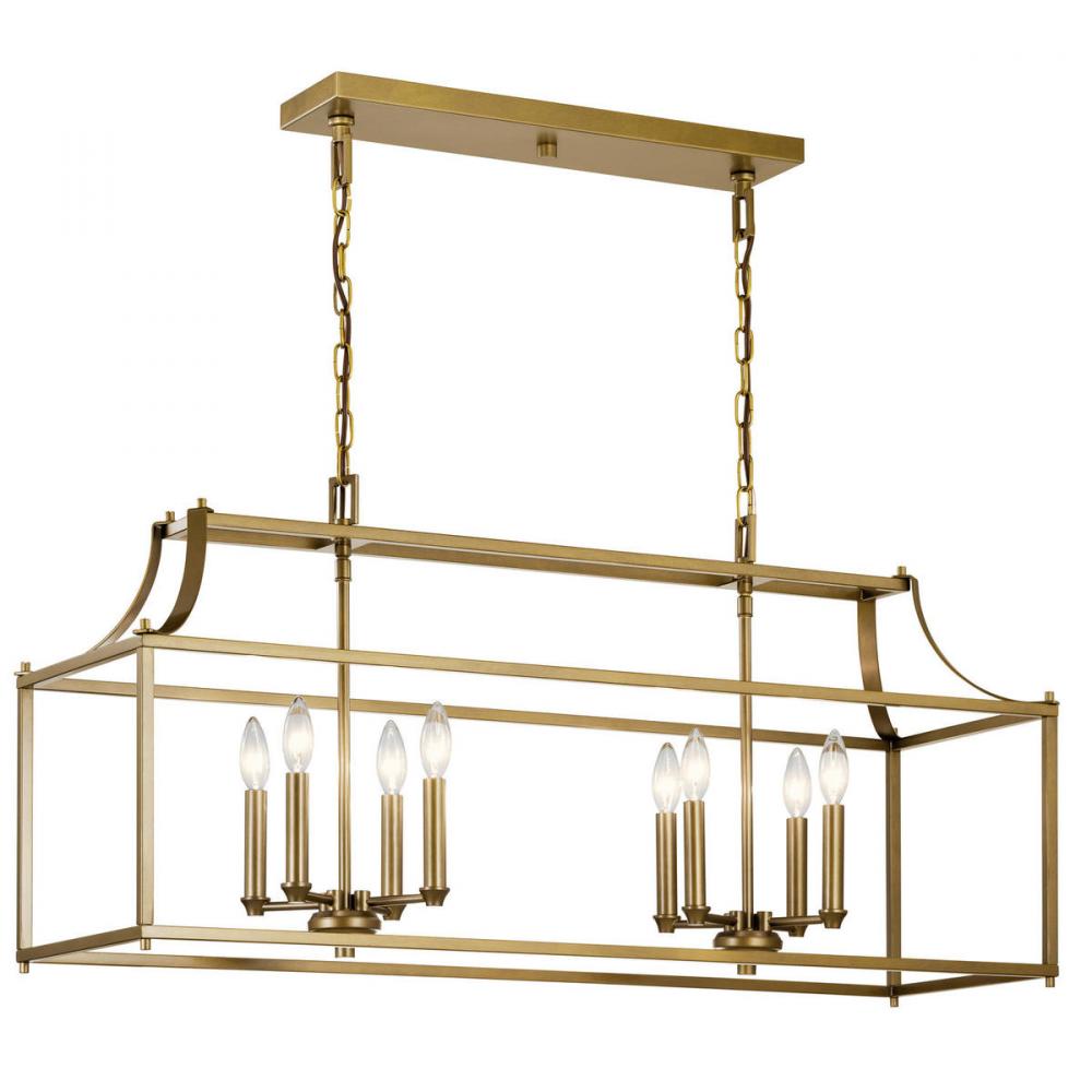 Morrigan 40" 8 Light Linear Chandelier Natural Brass