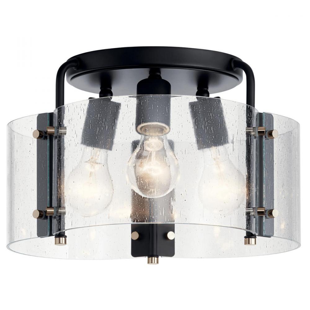 Thoreau 14" 3 Light Semi Flush Black