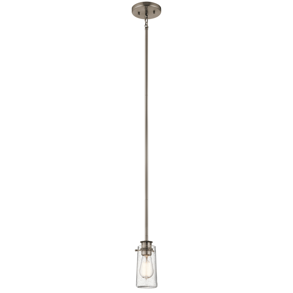 Braelyn 8.5" 1 Light Mini Pendant with Clear Seeded Glass Classic Pewter