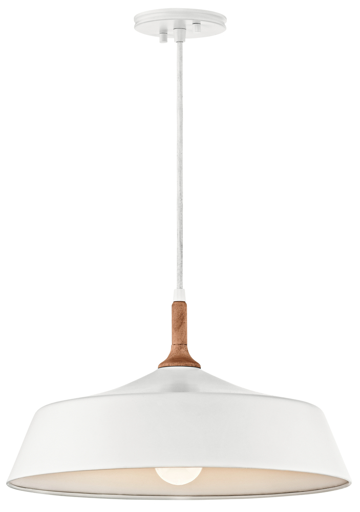Danika 9.25" 1 Light Pendant with White finish and Wood Accents