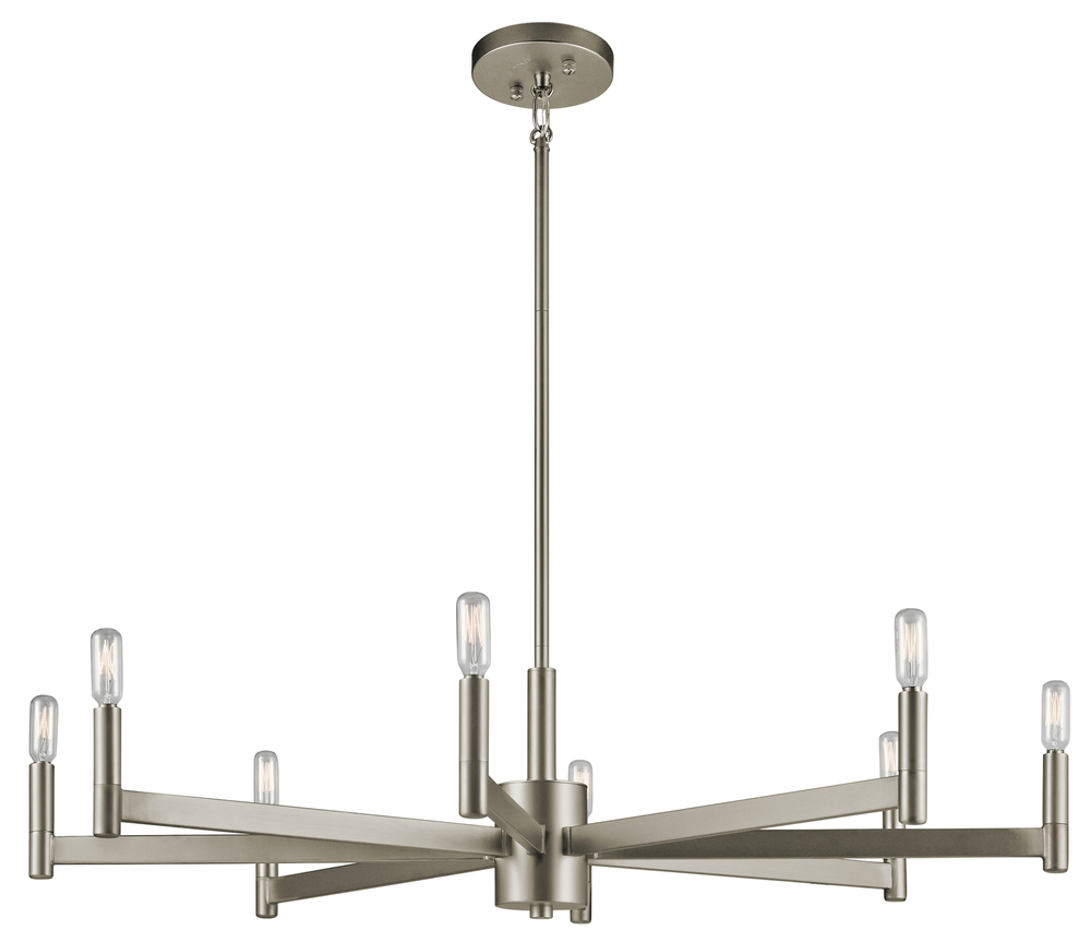 Erzo 9.25" 8 Light Chandelier in Satin Nickel