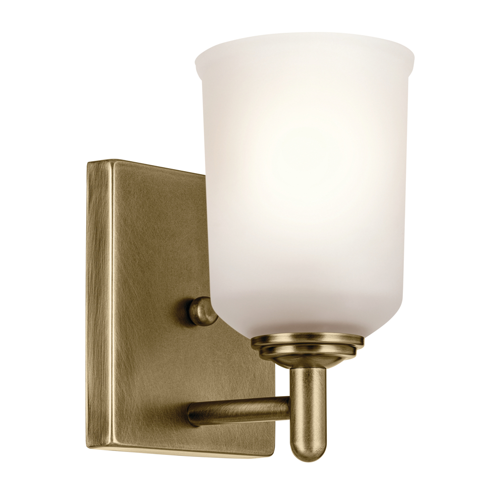 Shailene 5" 1-Light Wall Sconce with Clear Satin Etched Glass in Natural Brass