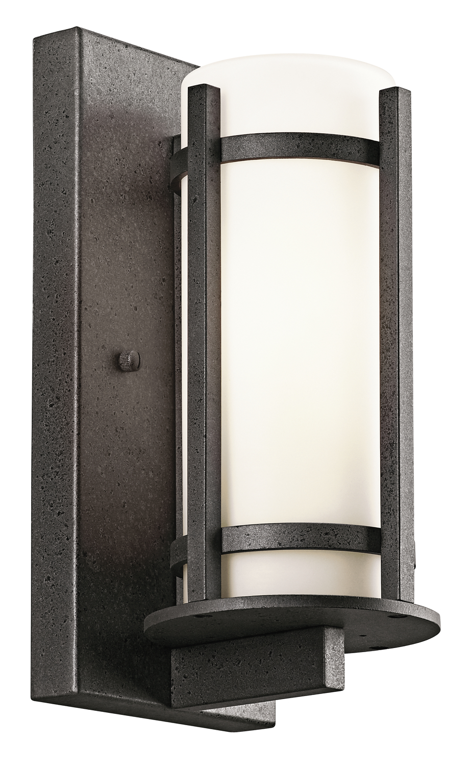 Camden 11" 1 Light Outdoor Wall Light with Opal Etched Glass in Anvil Iron