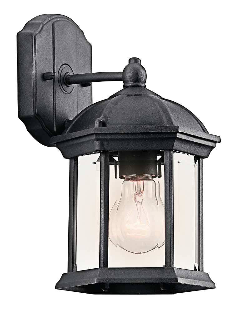 Barrie 10.25" 1 Light Outdoor Wall Light with Clear Beveled Glass in Black