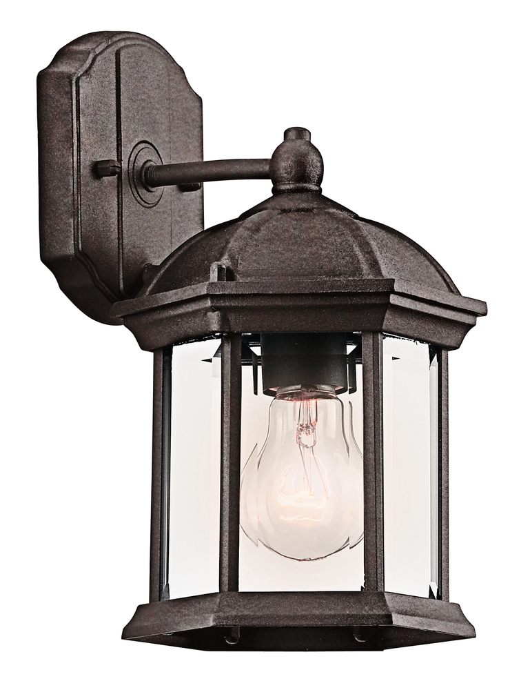 Barrie 10.25" 1 Light Outdoor Wall Light with Clear Beveled Glass in Tannery Bronze