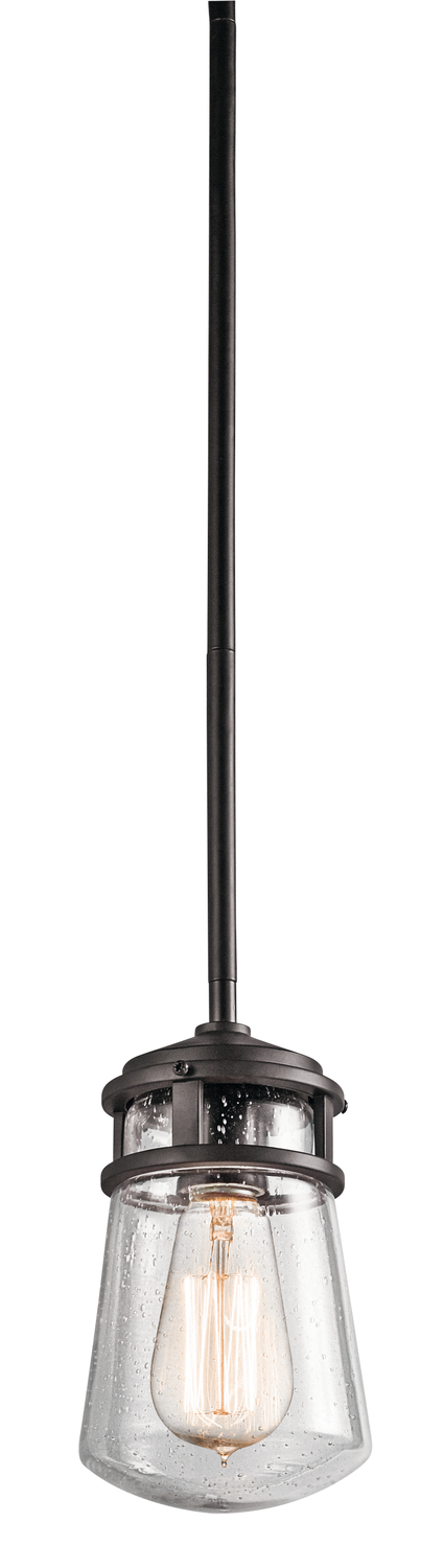 Lyndon 9.5" 1 Light Pendant with Clear Seeded Glass Architectural Bronze