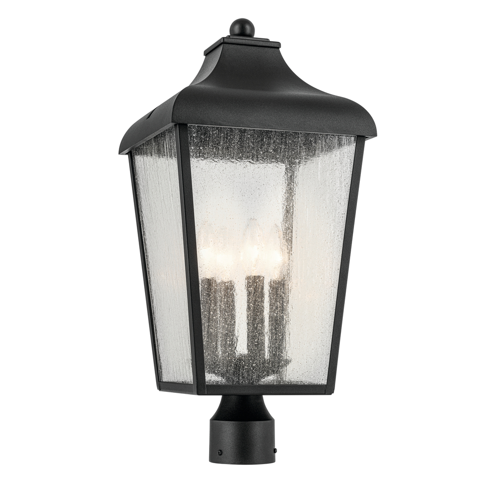 Forestdale 21.75" 4-Light Outdoor Post Light with Clear Water Glass in Textured Black