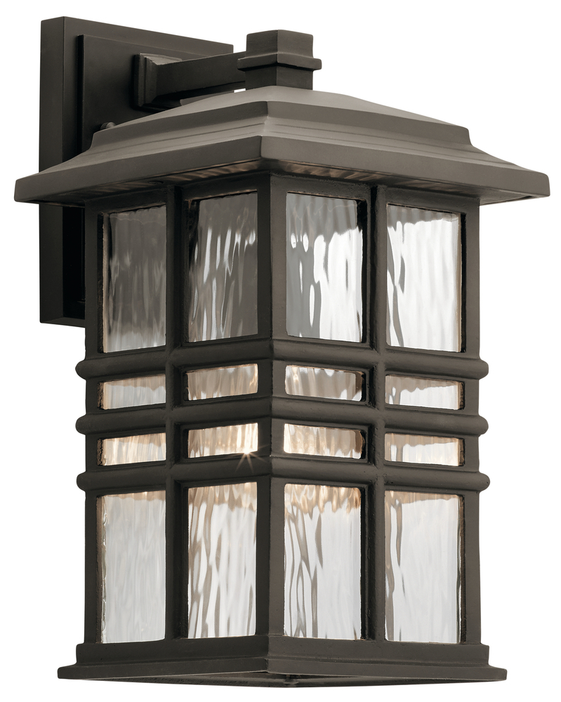 Beacon Square 14.25" 1 Light Outdoor Wall Light with Clear Hammered Glass in Olde Bronze