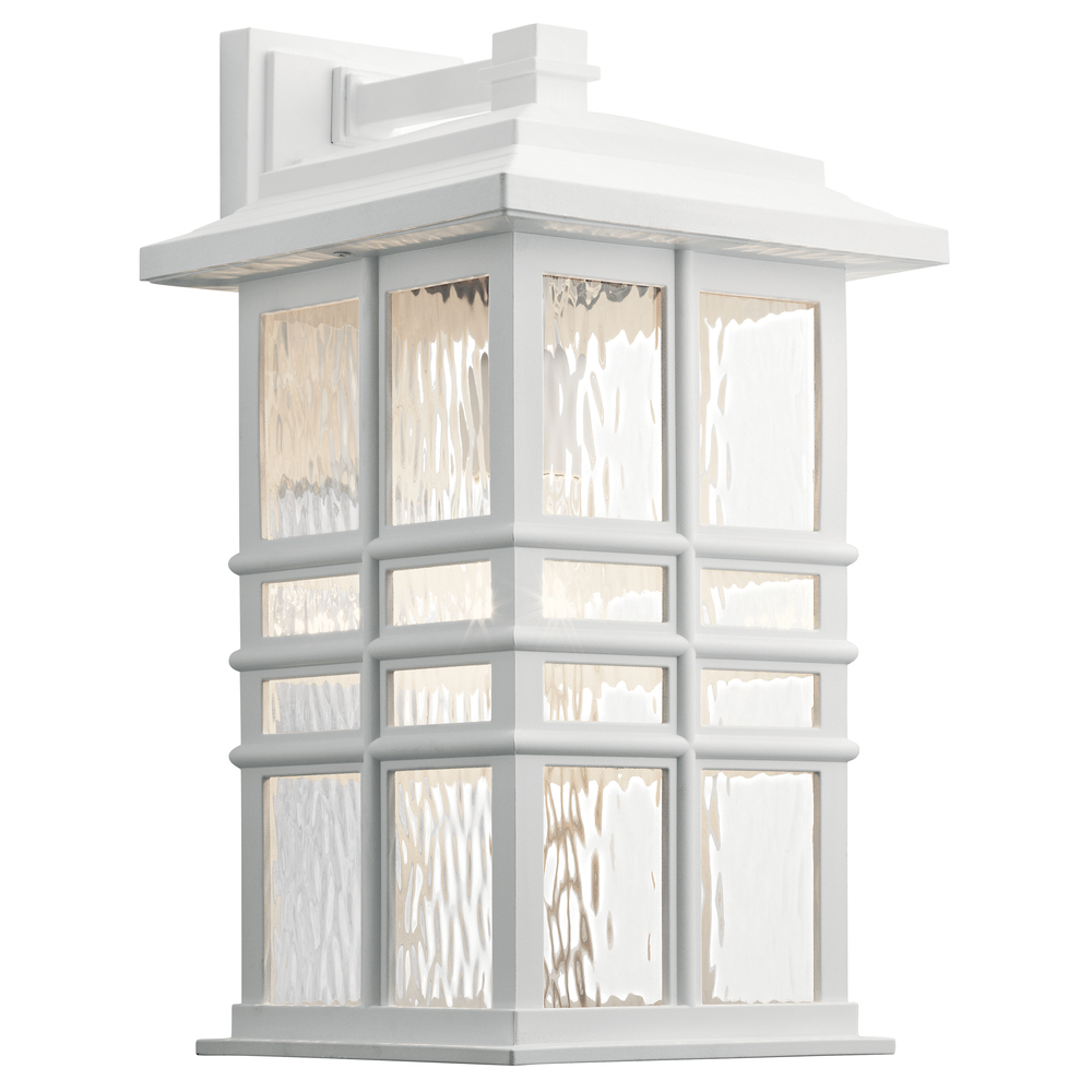 Beacon Square 17.5" 1 Light Outdoor Wall Light with Clear Hammered Glass in White