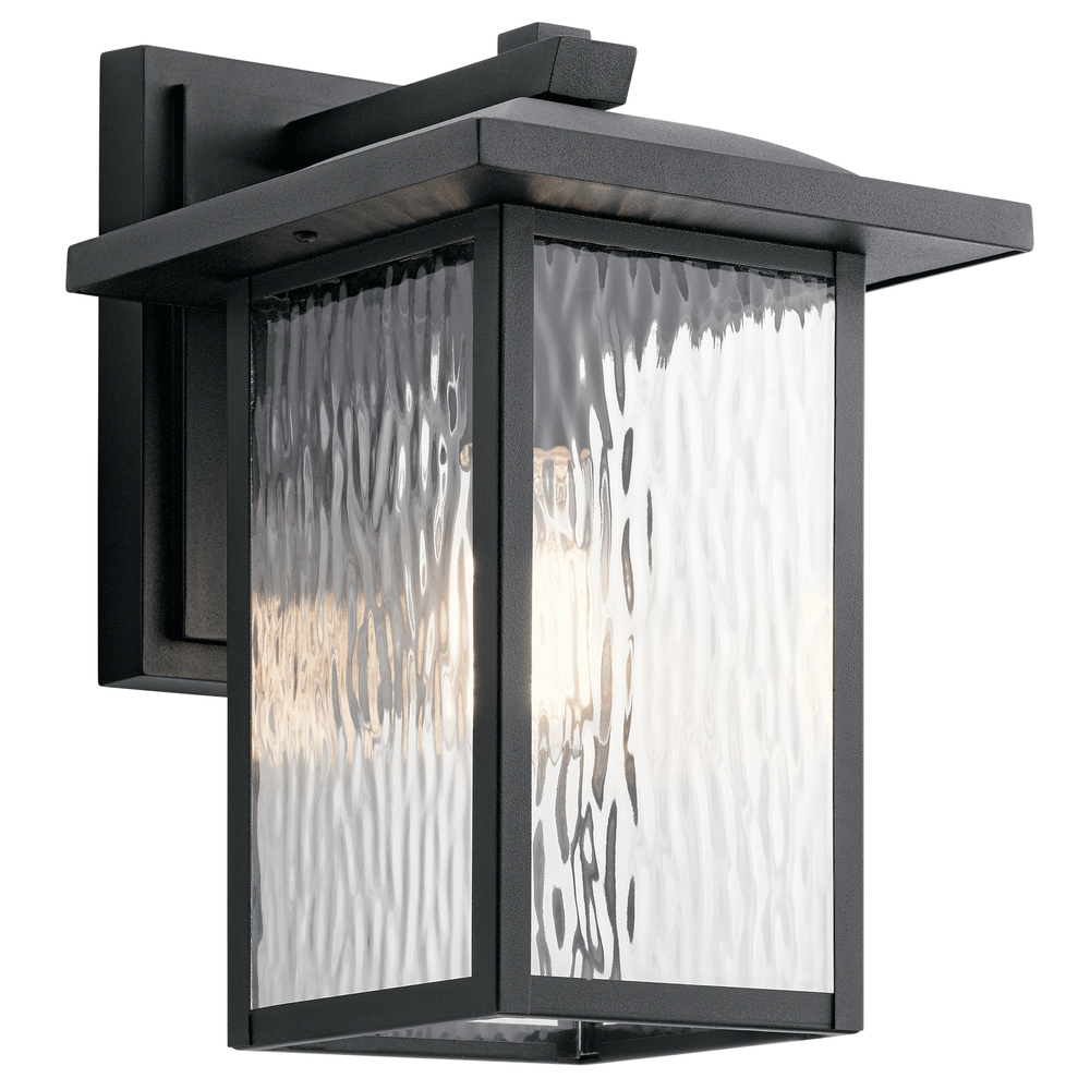Capanna 13.25" 1 Light Outdoor Wall Light with Clear Water Glass in Textured Black
