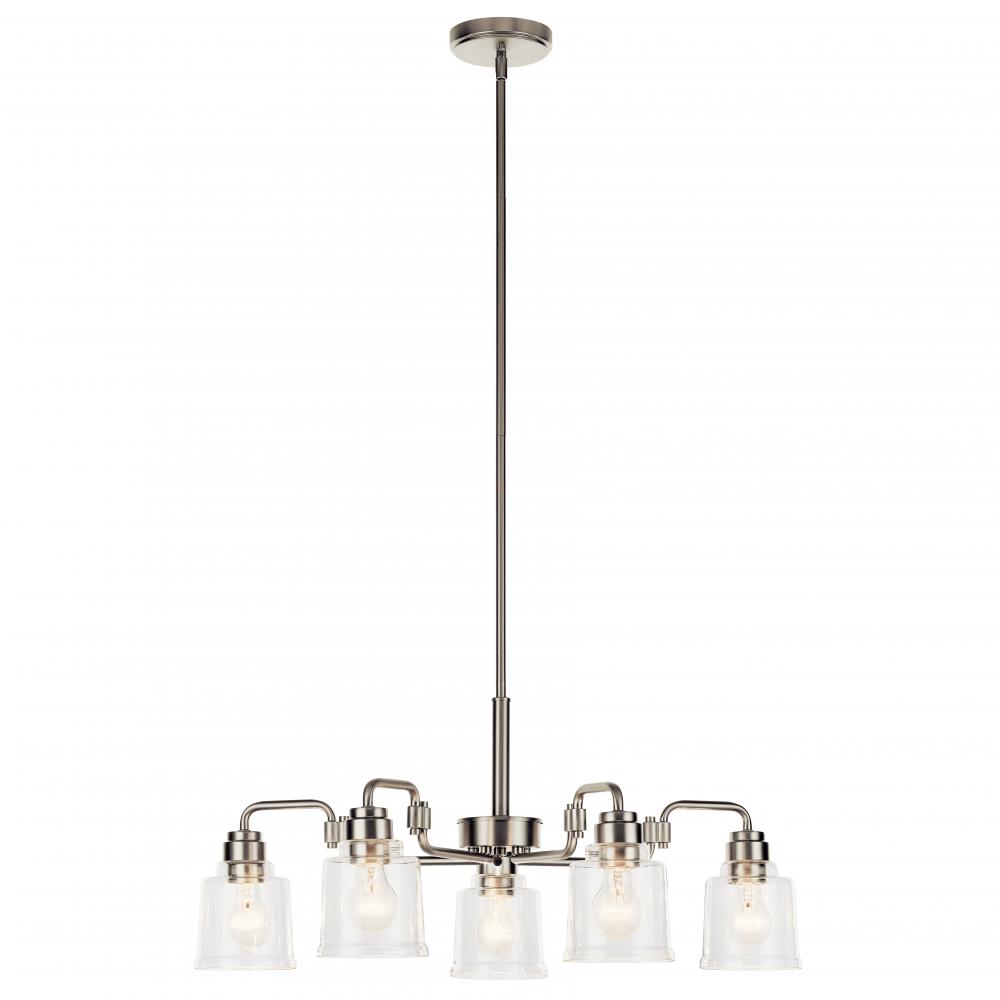 Aivian 30" 5 Light Chandelier with Clear Glass Brushed Nickel