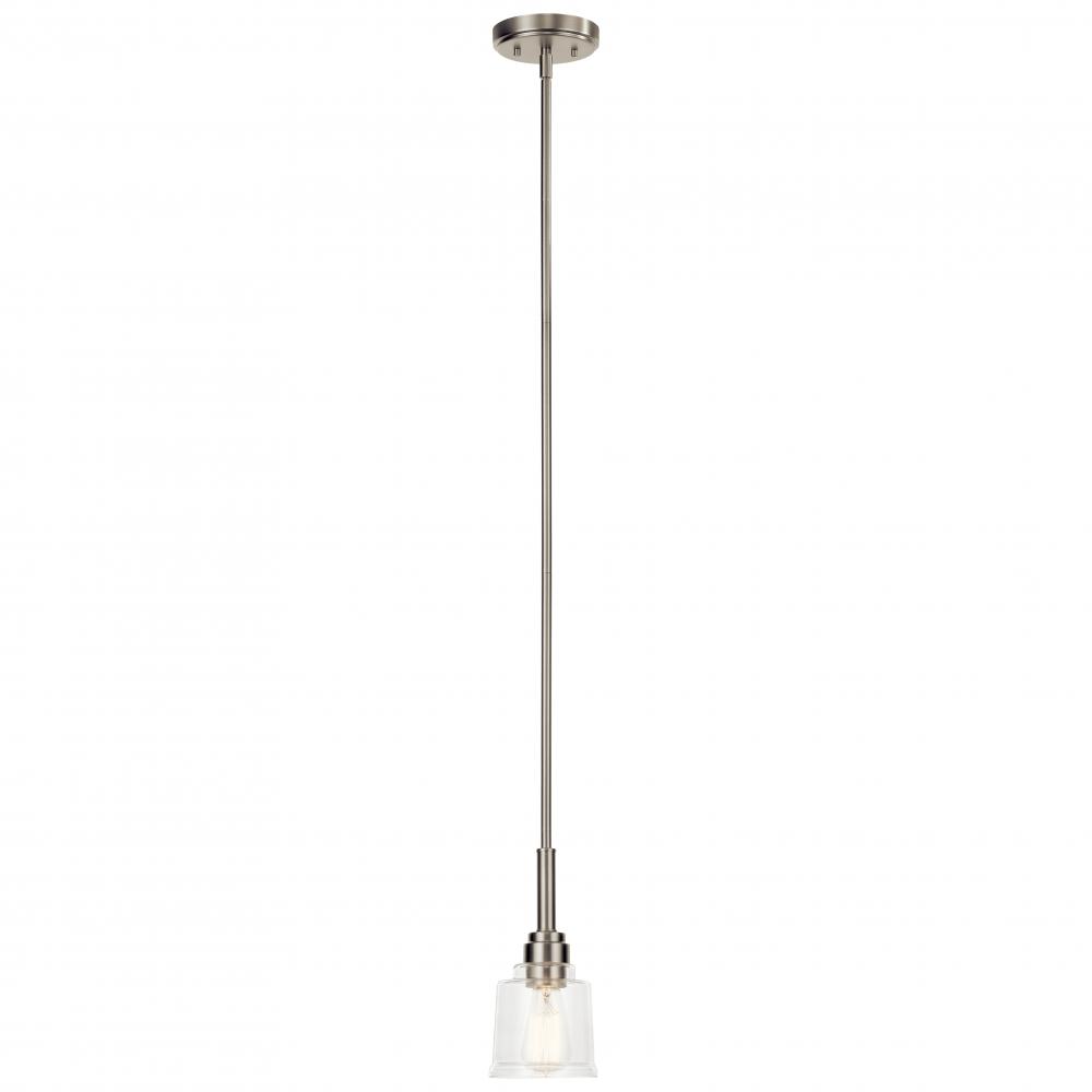 Aivian 5" 1 Light Mini Pendant with Clear Glass Brushed NIckel
