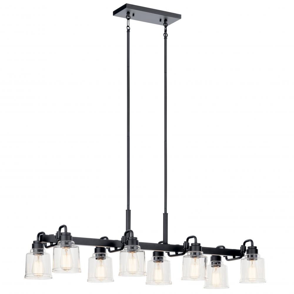 Aivian 42" 8 Light Linear Chandelier with Clear Glass Black