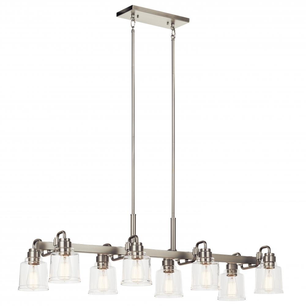 Aivian 42" 8 Light Linear Chandelier with Clear Glass Brushed Nickel