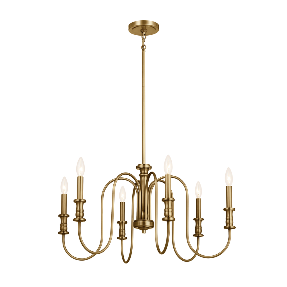 Karthe 28.5" 6 Light Chandelier Natural Brass