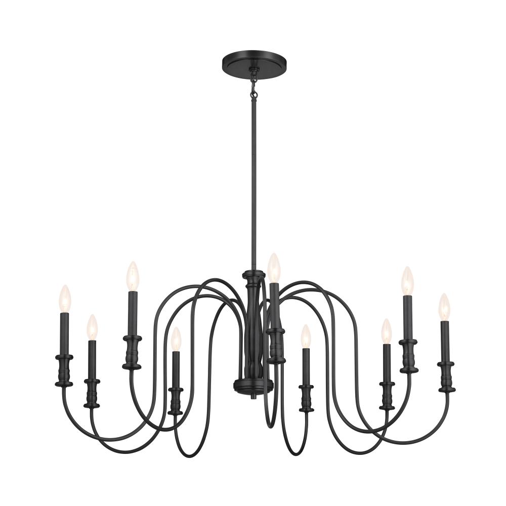 Karthe 42" 9 Light Chandelier Black