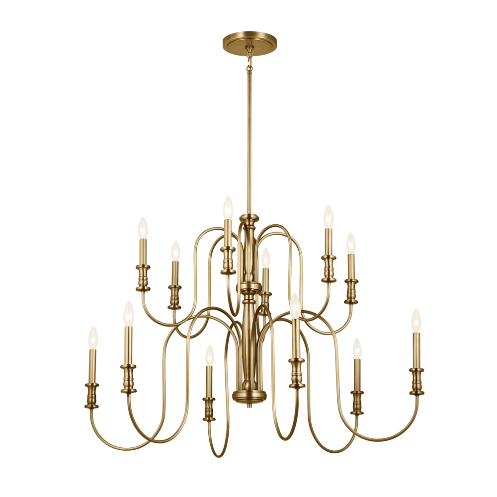 Karthe 42" 12 Light Chandelier Natural Brass