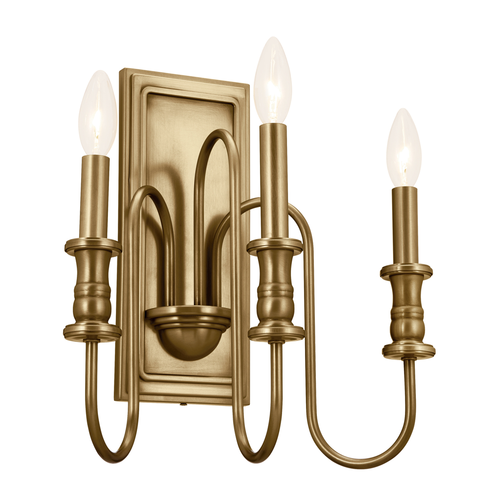Karthe 14" 3 Light Wall Sconce Natural Brass