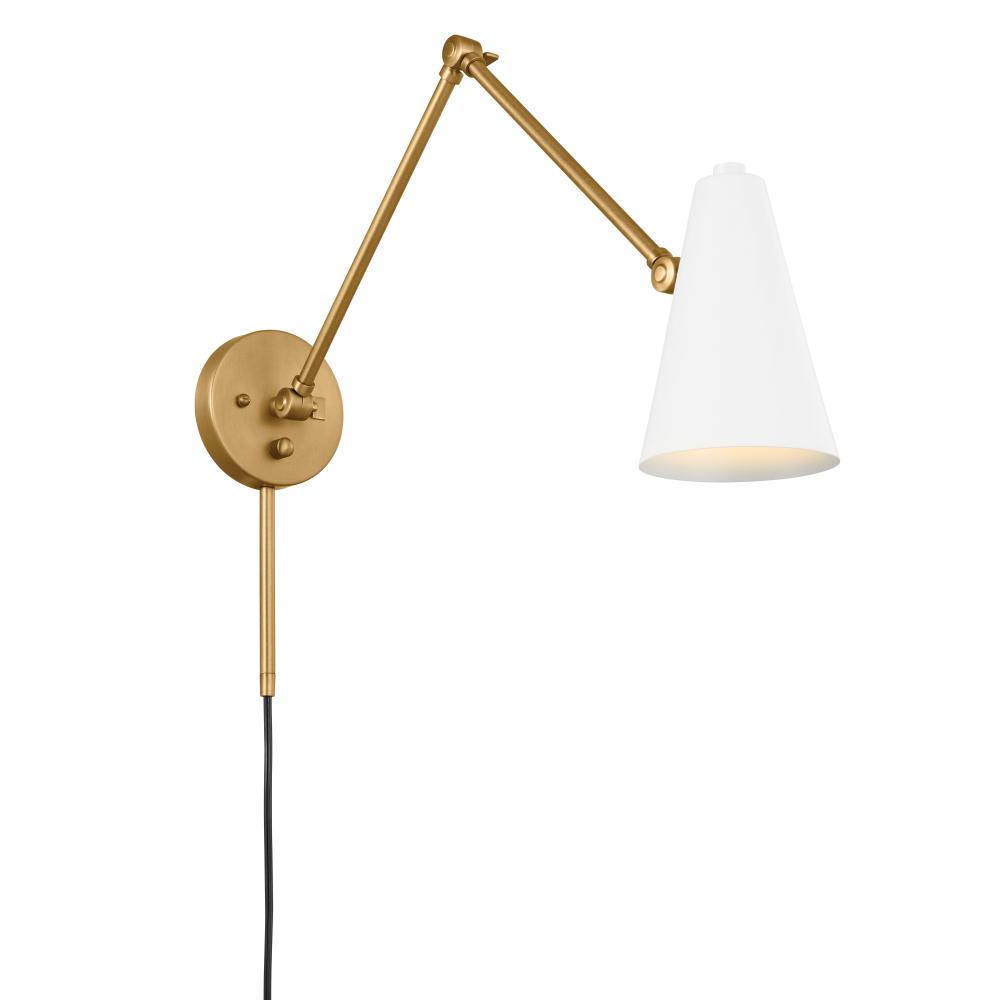 Sylvia 2 Arm Wall Sconce Natural Brass with White Shade