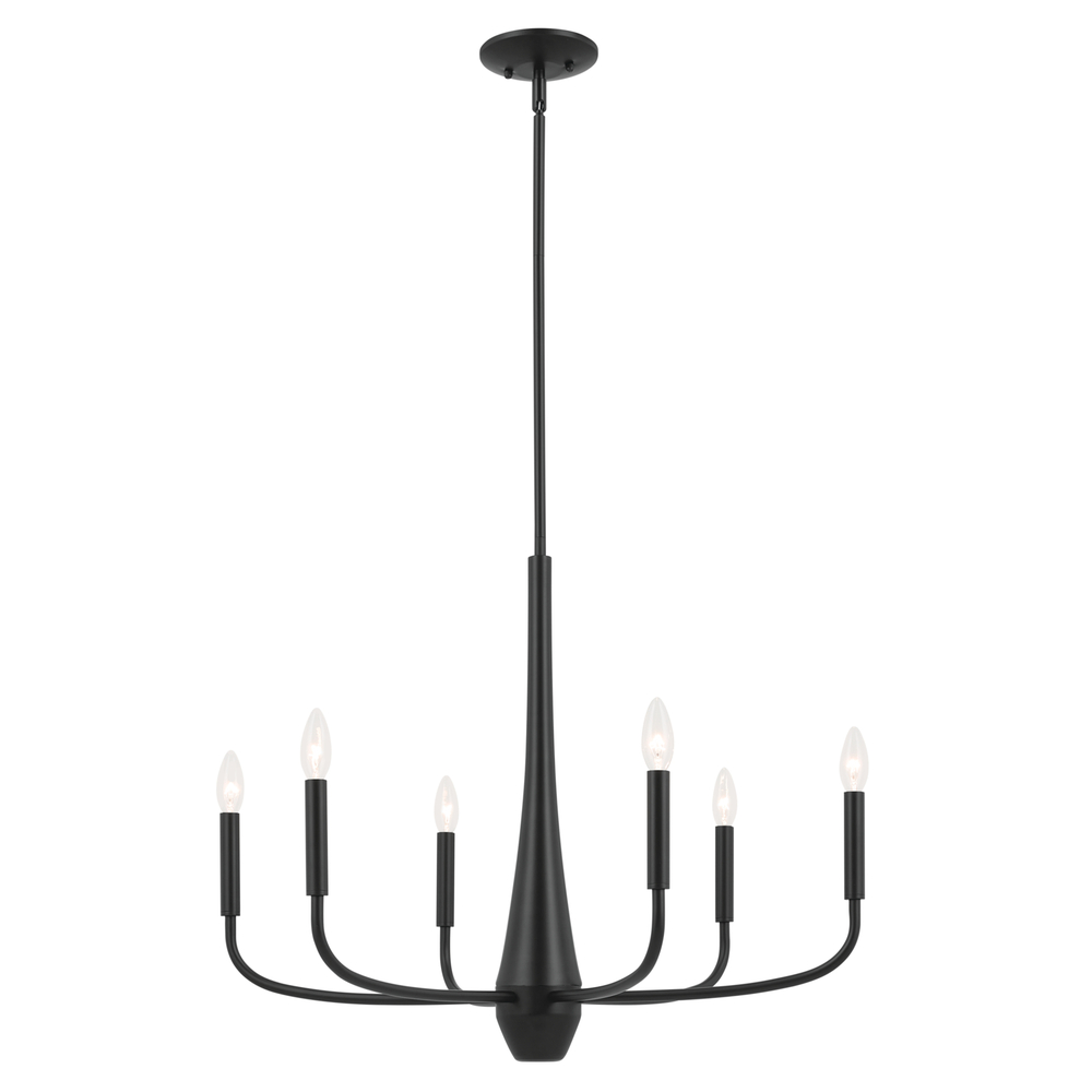 Deela 28 Inch 6 Light Chandelier in Black