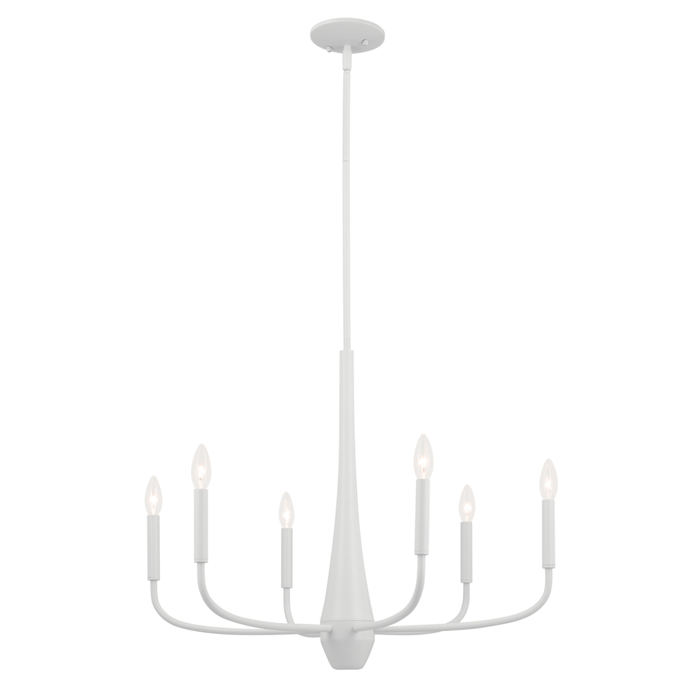 Deela 28 Inch 6 Light Chandelier in White