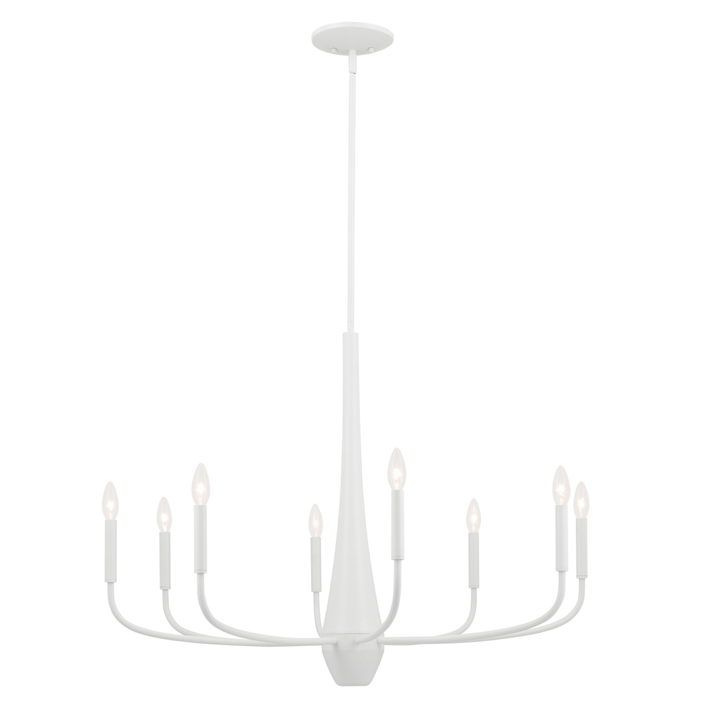 Deela 36 Inch 8 Light Chandelier in White